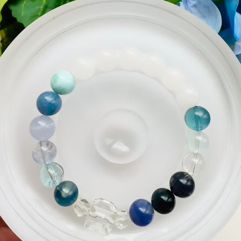 宁海晨光全美冰块白水晶独家设计款多宝蓝色系缓解压力引导方向 - 手链/手环 - 水晶 多色
