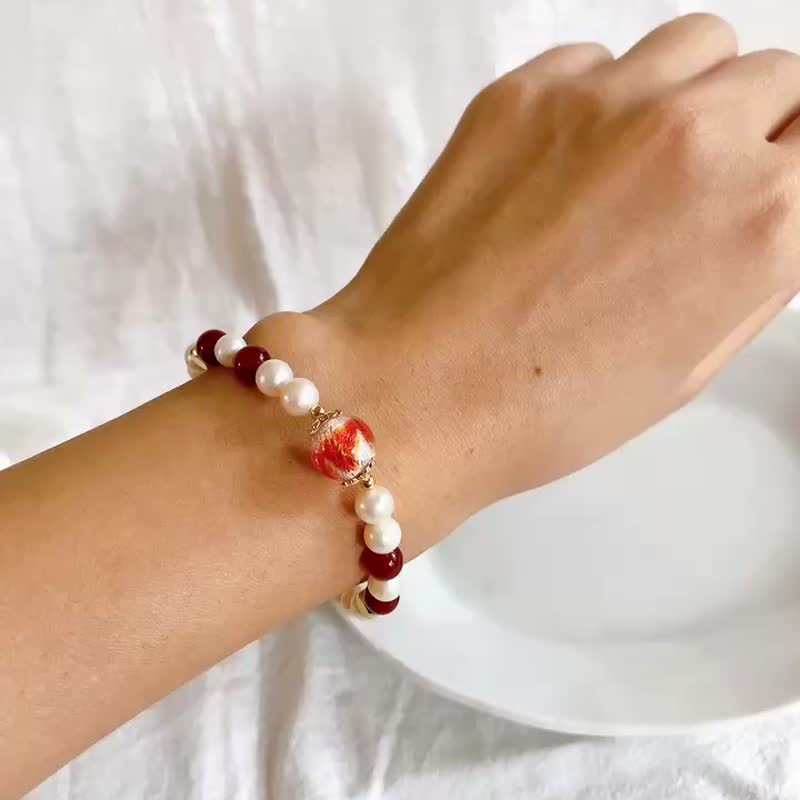 【Cinnamonmon 希娜梦梦】Red Vibe - 新年宜戴香 - 手链/手环 - 玻璃 