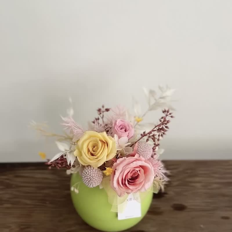 【永生玫瑰花盆花】• 情人节礼物/生日礼物/永生花/永生玫瑰花 - 干燥花/捧花 - 植物．花 粉红色