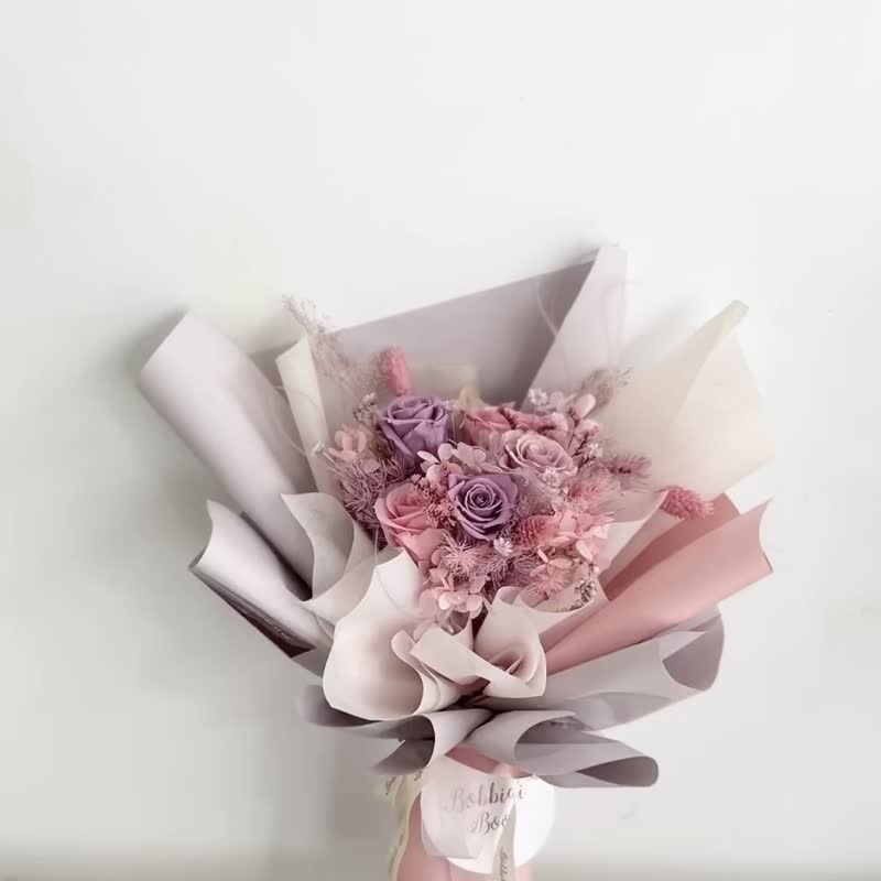 【永生玫瑰花花束】• 情人节/永生玫瑰花/永生玫瑰花花束/玫瑰花 - 干燥花/捧花 - 植物．花 粉红色