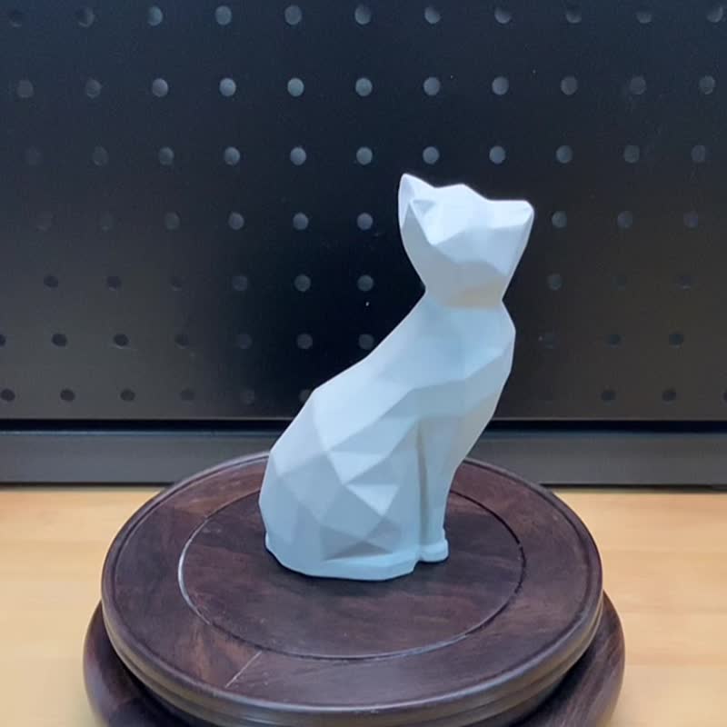 【水泥动物摆饰-猫】Low-poly / 清水模 / 桌上疗愈 / 送礼 - 摆饰 - 水泥 灰色
