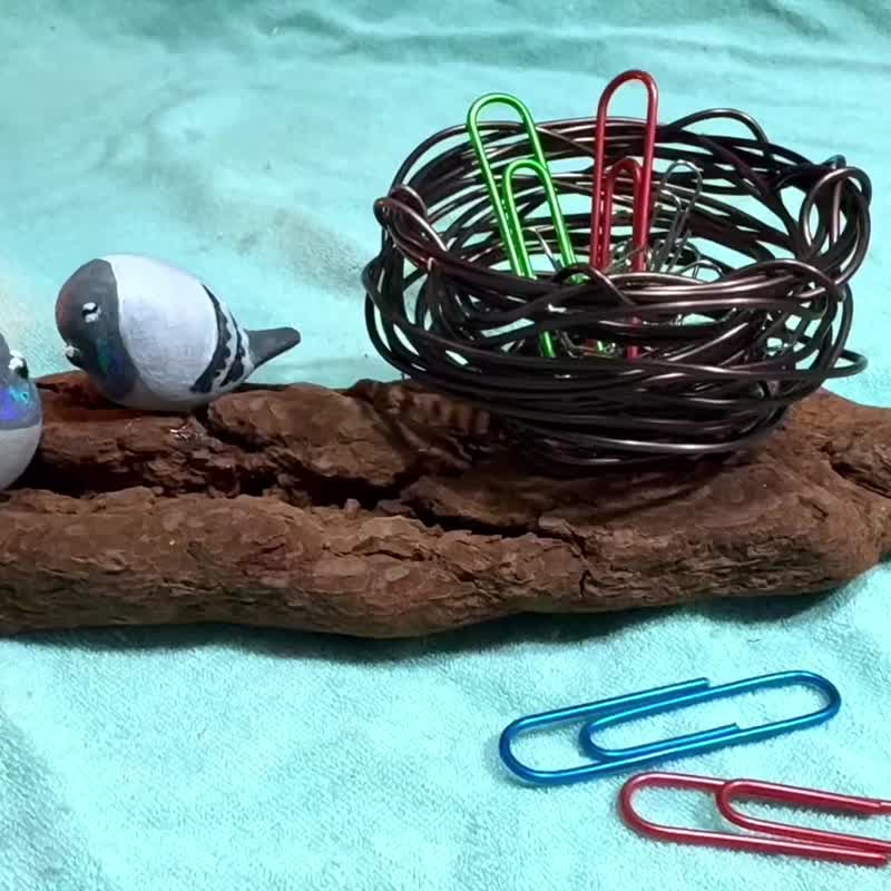 鸽子公仔 回纹针收集 办公室疗愈舒压桌上文具小物 - 玩偶/公仔 - 木头 