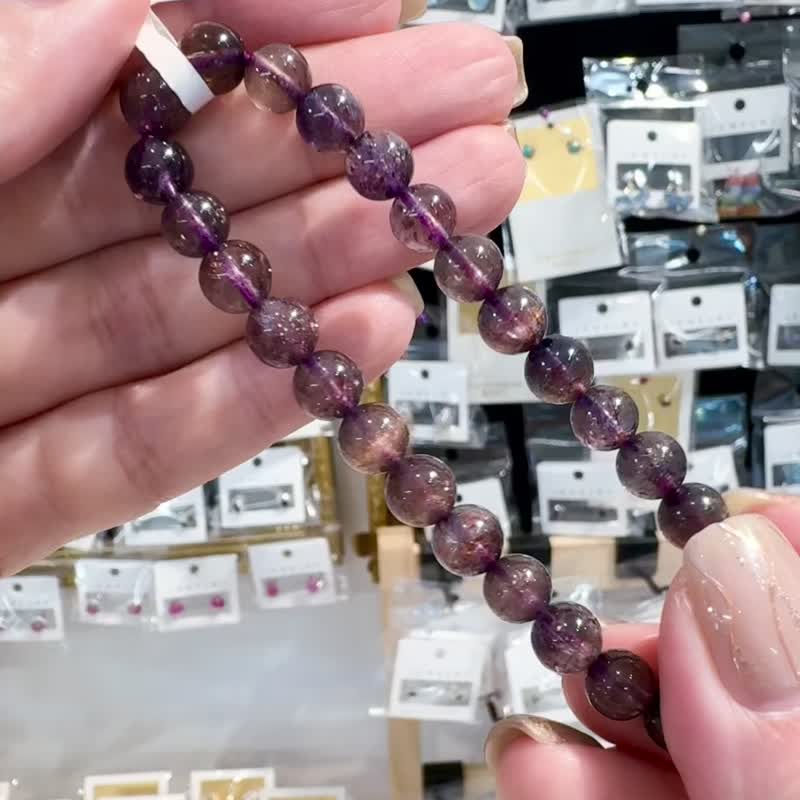 毕业级璀璨血滴堇青石7mm13.27g彩麟光守财增加人缘开发灵性 - 手链/手环 - 水晶 紫色