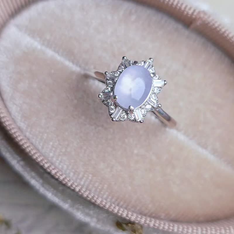 桃花•贵人•招财|梦幻高冰放光仙女紫|缅甸A翡翠纯银精致戒指 - 戒指 - 玉石 