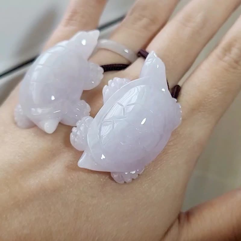 【亲翠】亲翠 天然翡翠 冰紫吉祥象征沙鳖 鼋项链小摆件 | 鼋神兽 - 项链 - 玉石 紫色