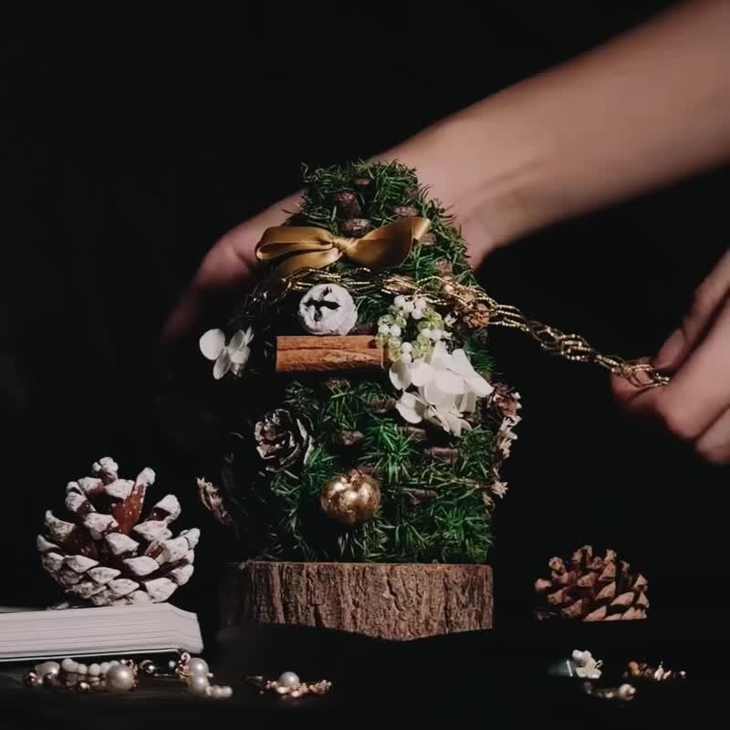 【圣诞树项链礼盒】烫金感圣诞树|星辰项链|不褪色|圣诞礼物 - 干燥花/捧花 - 植物．花 绿色