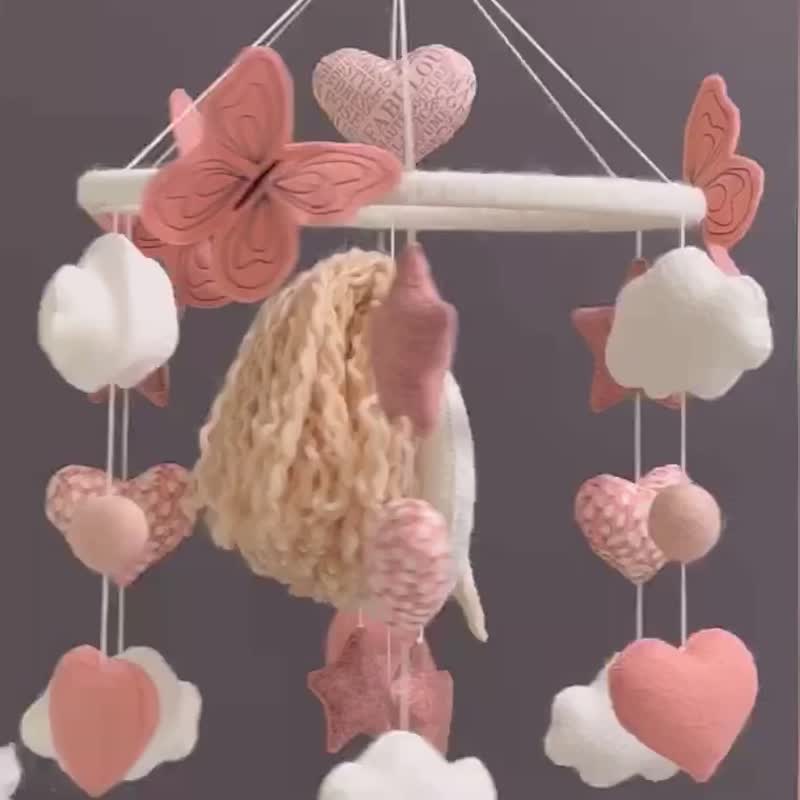 女婴移动音乐移动婴儿床婴儿淋浴礼品托儿所移动女孩婴儿床 - 玩具/玩偶 - 其他材质 粉红色