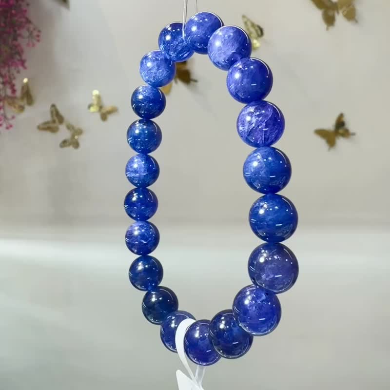 天然浓色坦桑石丹泉石10mm36.10g手珠水晶提升专注力正能量人缘 - 手链/手环 - 水晶 蓝色