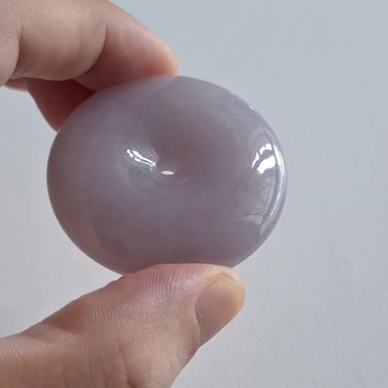 缅甸紫翡翠大肥平安扣吊坠 | 天然缅甸翡翠玉器 - 项链 - 玉石 紫色