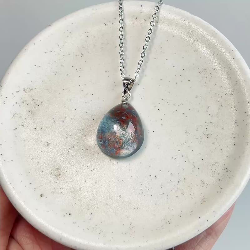 宝石系 天然矿石 蓝线石 双色 925纯银 项链 - 项链 - 宝石 蓝色