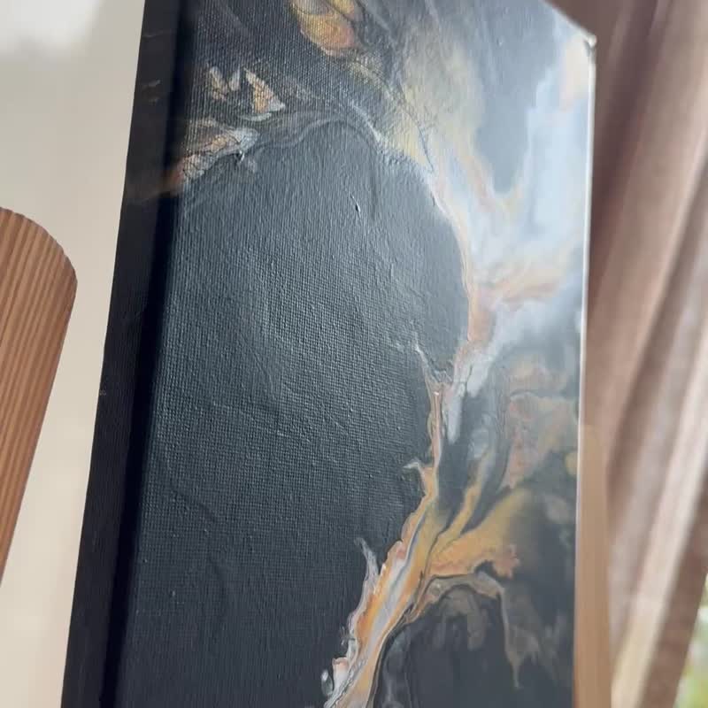 流体艺术 • 摆布画作 • 抽象原创丙烯酸画摆布画作20x30cm - 海报/装饰画/版画 - 棉．麻 黑色