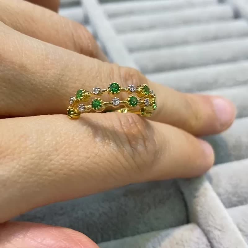 天然 沙弗莱 0.41克拉 18k黄金 戒指 尼泊尔 手工制 - 戒指 - 宝石 绿色