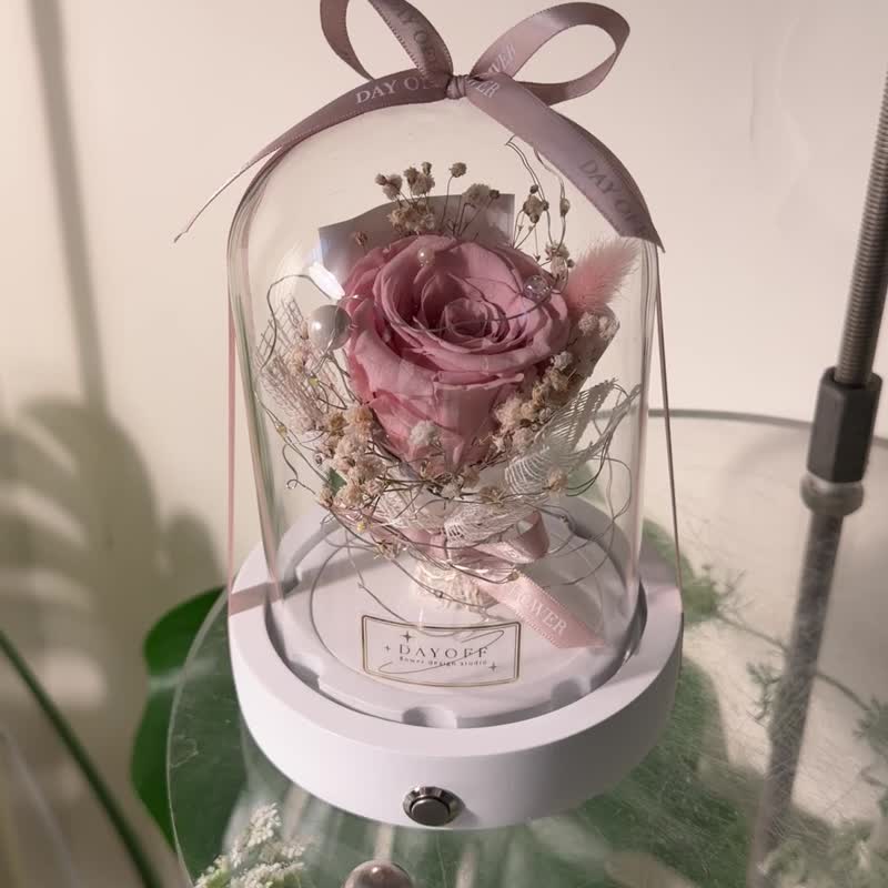 DAY OFF 永生玫瑰花小夜灯 生日礼物 夜灯 干燥花 定制化 ins风 - 干燥花/捧花 - 植物．花 