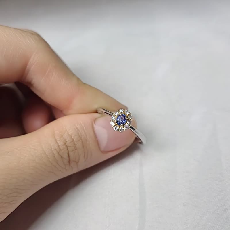 宝石系列 ||仲夏夜之梦|| 925银 镶钻蓝宝石戒指 - 戒指 - 银 蓝色