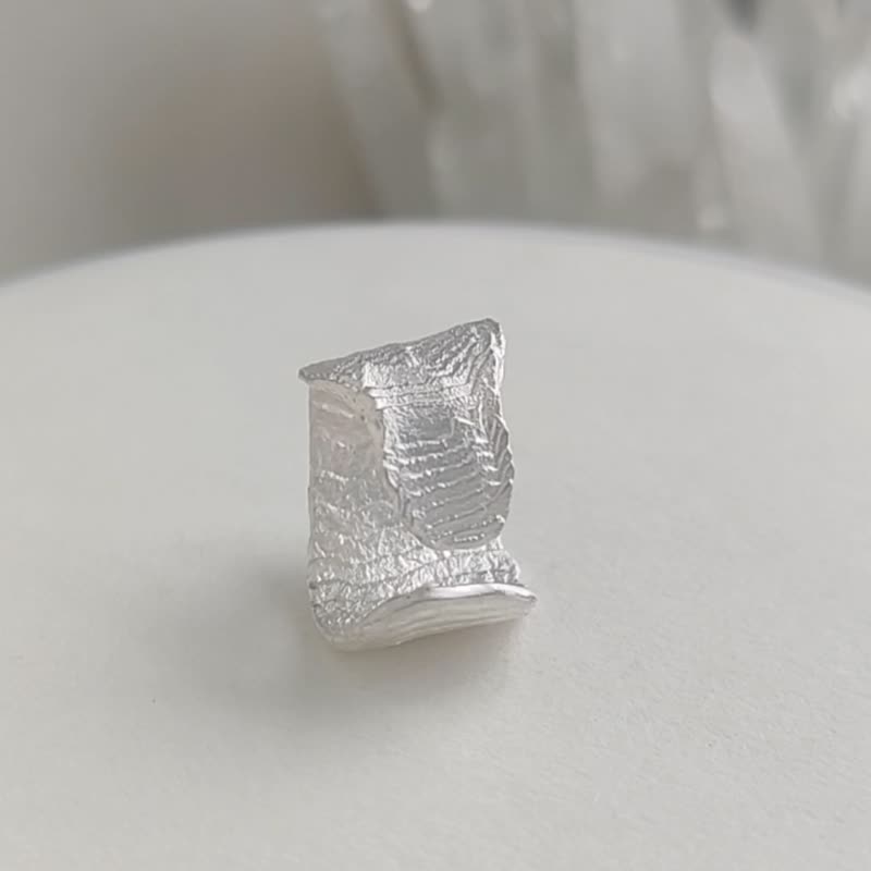 925银手工天然肌理纯银开口戒指 建议范围港码9-13号间 - 戒指 - 纯银 银色