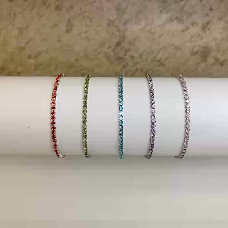 Edith & Jaz • 简洁锆石手链 - 琥珀橙 - 手链/手环 - 铜/黄铜 绿色