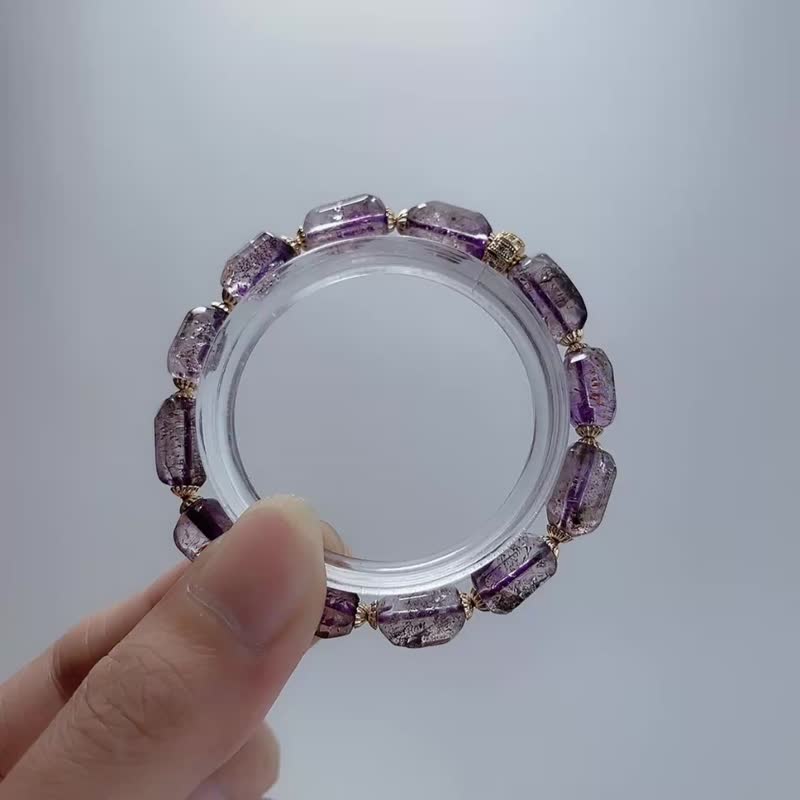 天然矿石 紫超七原矿 手链 - 手链/手环 - 宝石 紫色