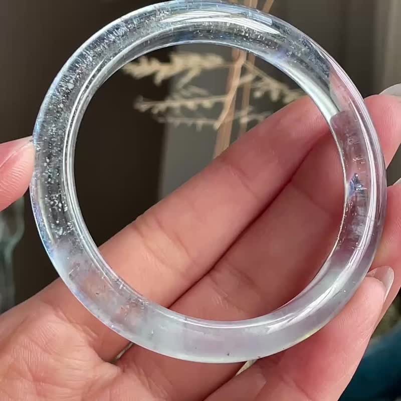 天然海蓝宝冰透爆闪手镯    圈口53mm - 项链 - 水晶 
