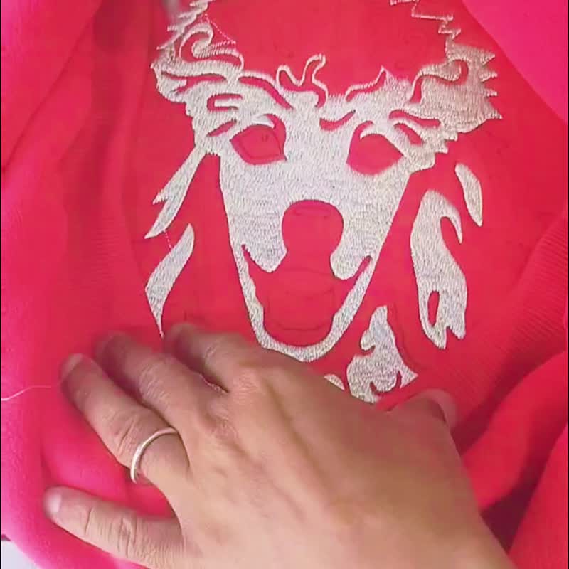 客製化寵物刺繡帽T  手繪風狗狗刺繡  溫暖親膚刷毛連帽衫 - 中性连帽卫衣/T 恤 - 棉 