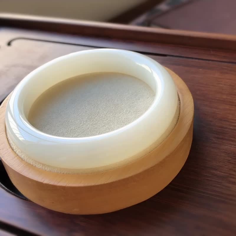 天然羊脂白玉和田玉手镯老坑一级白料子柔和细腻圈口57平安喜乐 - 手链/手环 - 玉石 