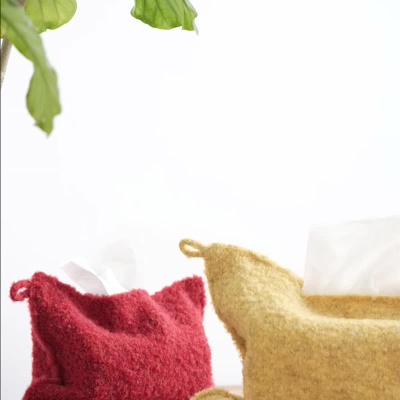 超柔羊毛氛围感纸巾袋抽纸/盒装纸巾通用装饰袋 圣诞春节日礼物 - 纸巾盒 - 羊毛 银色