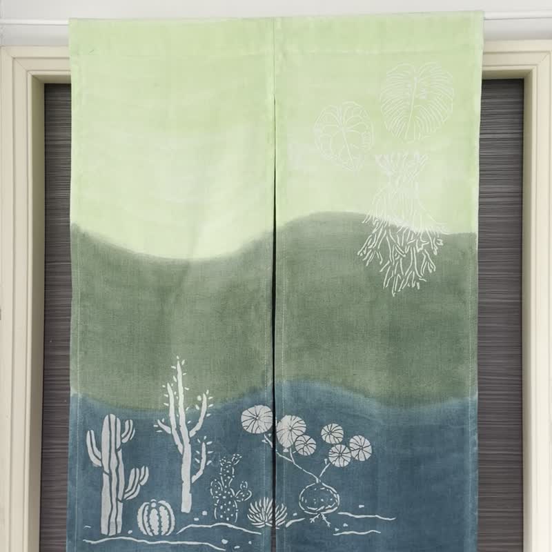 植园蔓生 日式门帘/定制化尺寸/职人手工渲染 - 门帘/门牌 - 棉．麻 绿色