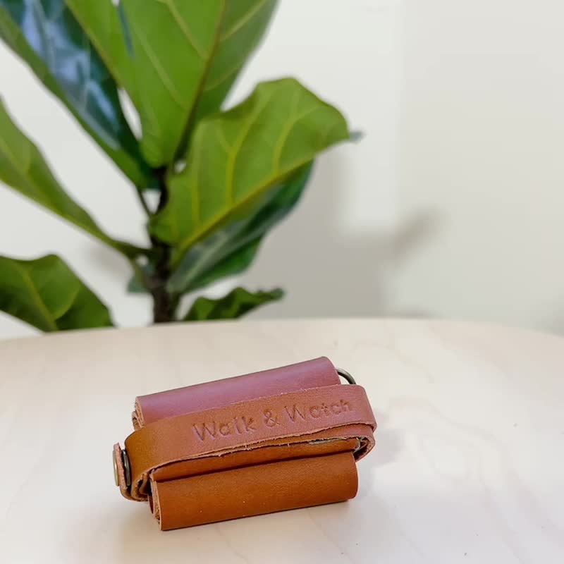 【W&W】卷卷饮料杯提袋。定制皮革小物 - 随行杯提袋/水壶袋 - 真皮 咖啡色
