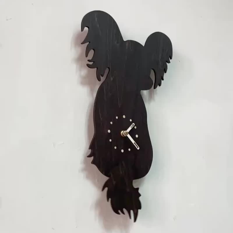 手工木作创意时钟 我最摇摆 - 蝴蝶犬 - 时钟/闹钟 - 木头 黑色