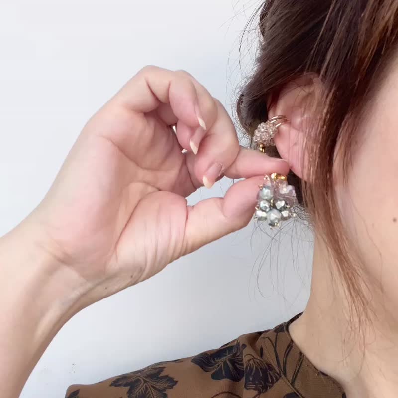 古董玻璃 - 耳环/耳夹 - 玻璃 银色