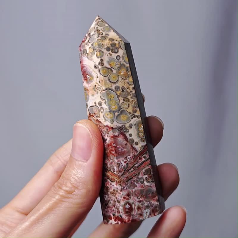 稀有豹纹玛瑙 黄粉橘色 一柱擎天 中流砥柱 招财 晶柱 单品 礼物 - 摆饰 - 宝石 橘色