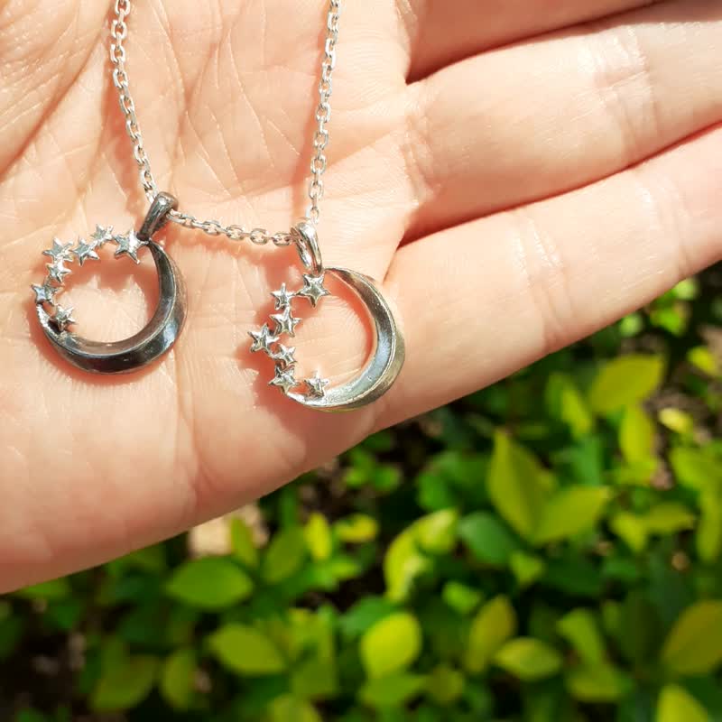 星星月亮系列--夜空银项链 - 项链 - 纯银 银色