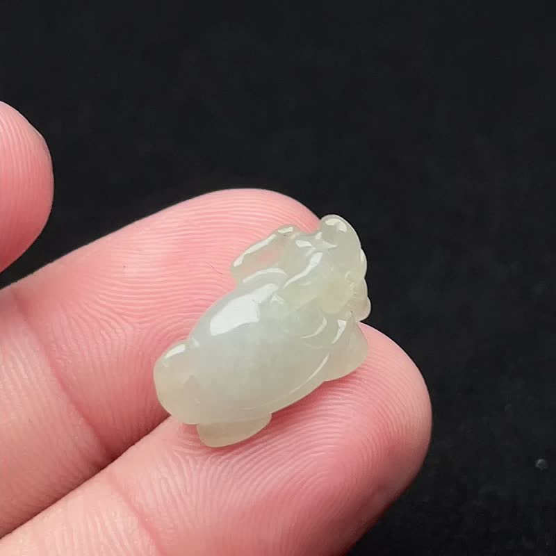 冰种翡翠龙龟 | 裸石 | 天然缅甸玉翡翠A货 | 送礼 - 其他 - 玉石 白色
