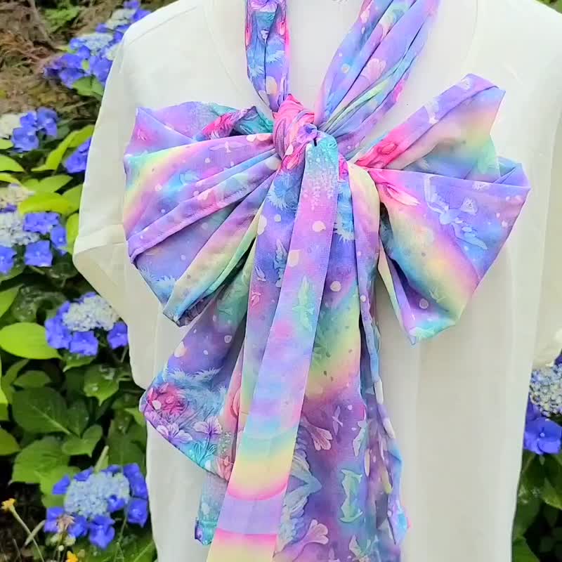 两周【Waiting for the rainbow】艺术雪纺披肩 丝巾 时尚 生日礼物 母亲节 紫色 - 围巾/披肩 - 聚酯纤维 紫色