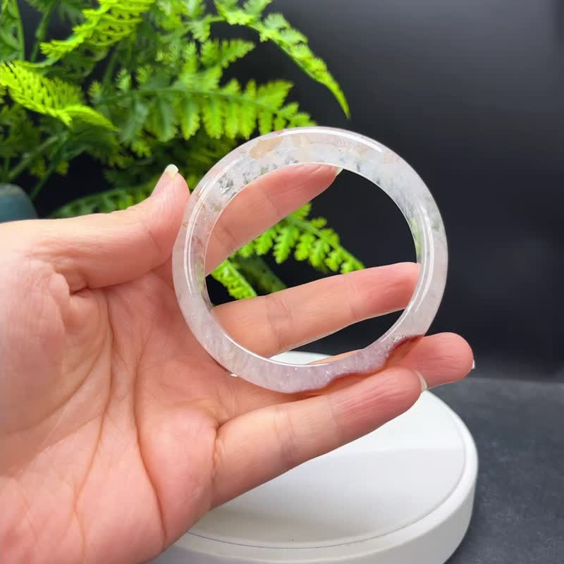 多彩景观玛瑙手镯 61MM 星光闪片飘花朱砂点共生水晶手环 自信心 - 手链/手环 - 半宝石 