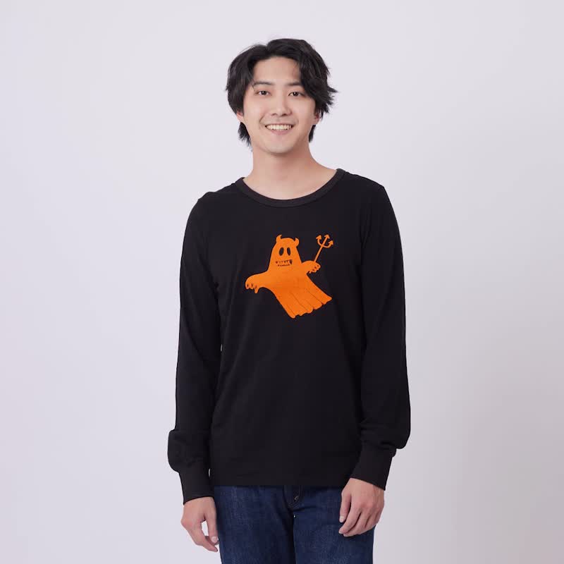 萬聖惡魔水洗純棉男黑T/ 黑色 - 男装上衣/T 恤 - 棉 黑色