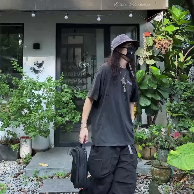 时尚多口袋大容量包包通勤出行手拿斜挎两用包包 - 手拿包 - 尼龙 黑色