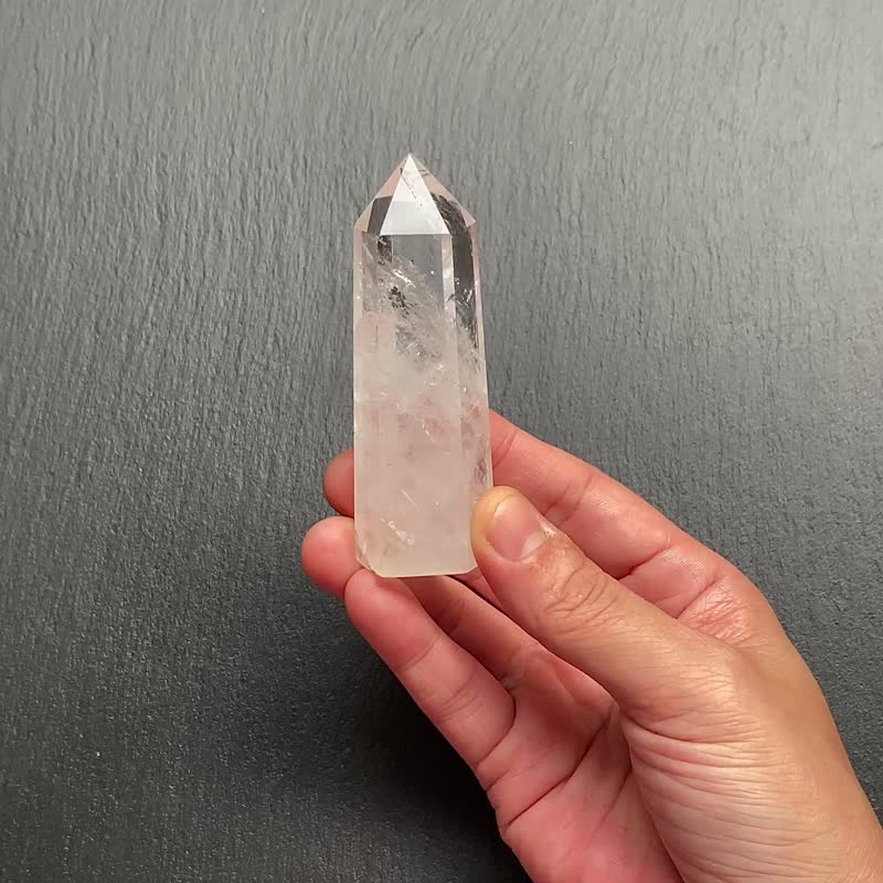 天然彩虹带彩白水晶能量柱 冥想 净化 风水摆件 快速出货 - 摆饰 - 水晶 多色
