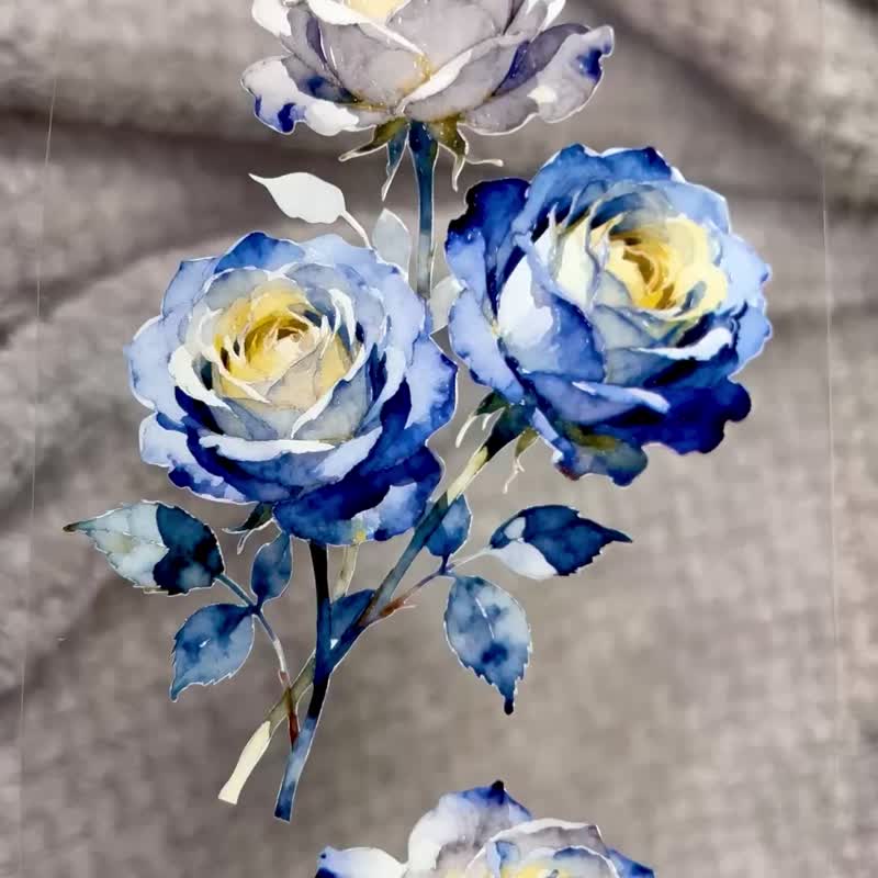 152蓝语玫瑰Blue Word Rose - 纸胶带 - 塑料 多色