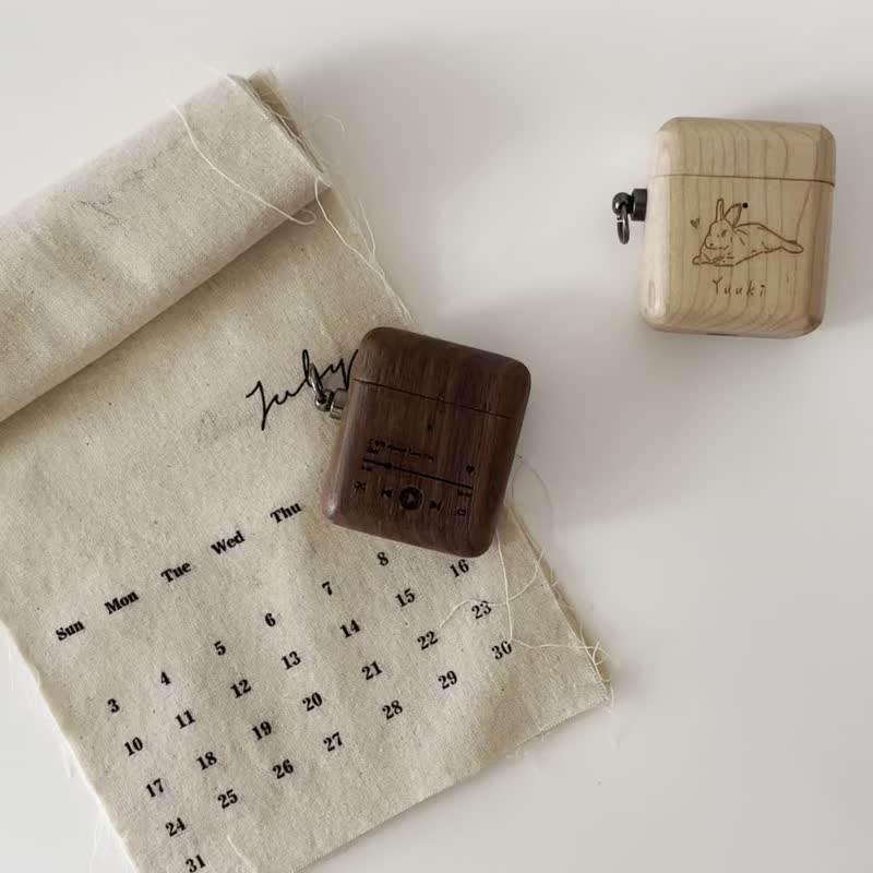 【快速出货】原木AirPods壳 (设计款-3款)  最新PRO 3 上架 - 耳机收纳 - 木头 卡其色