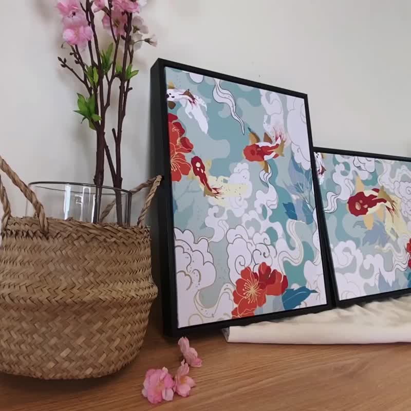 锦鲤 • 东巡 - 锦鲤/过年挂画/卧室挂画/日式挂画/插图/东巡 - 海报/装饰画/版画 - 棉．麻 多色