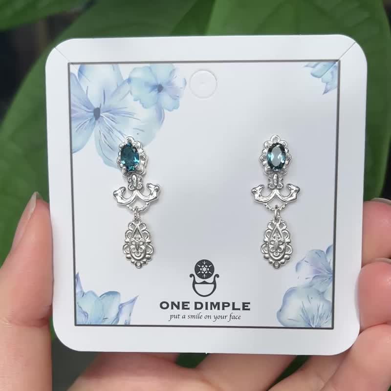 海之舞 托帕石耳环  925银 - 耳环/耳夹 - 纯银 