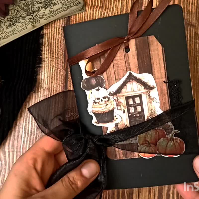 幽灵万圣节女巫日记手工空白女巫哥德黑猫笔记本 - 笔记本/手帐 - 纸 黑色