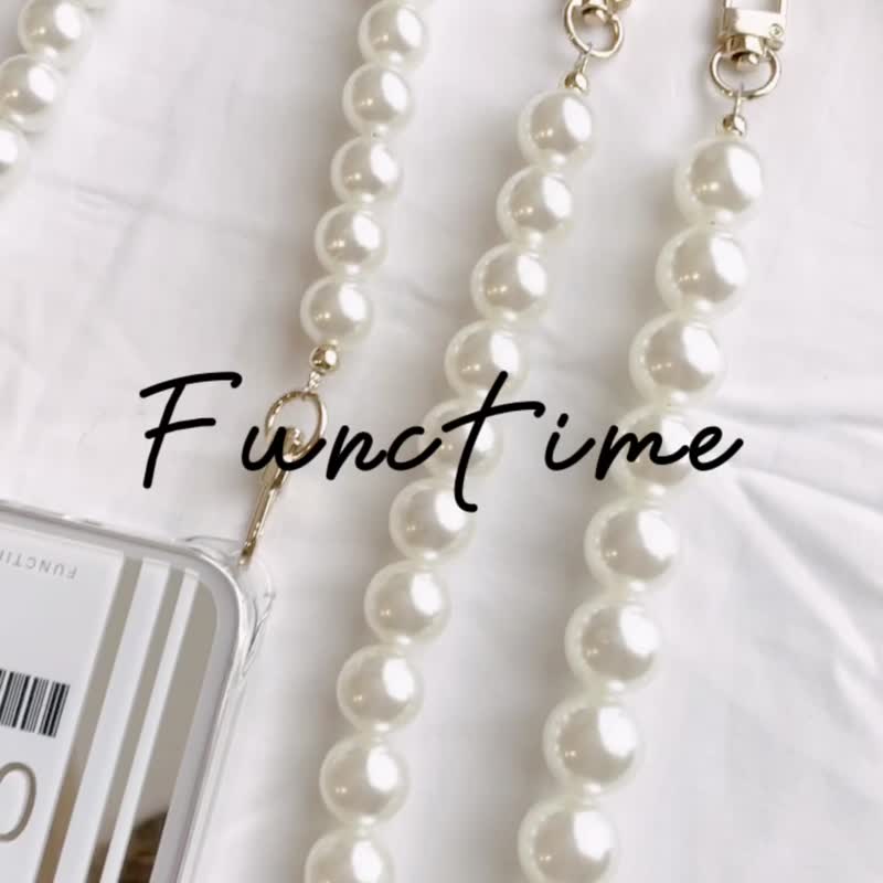 【Functime】珍珠腕带手提短链条 长链斜跨背链手机挂绳 包包提带 - 手机配件 - 塑料 白色