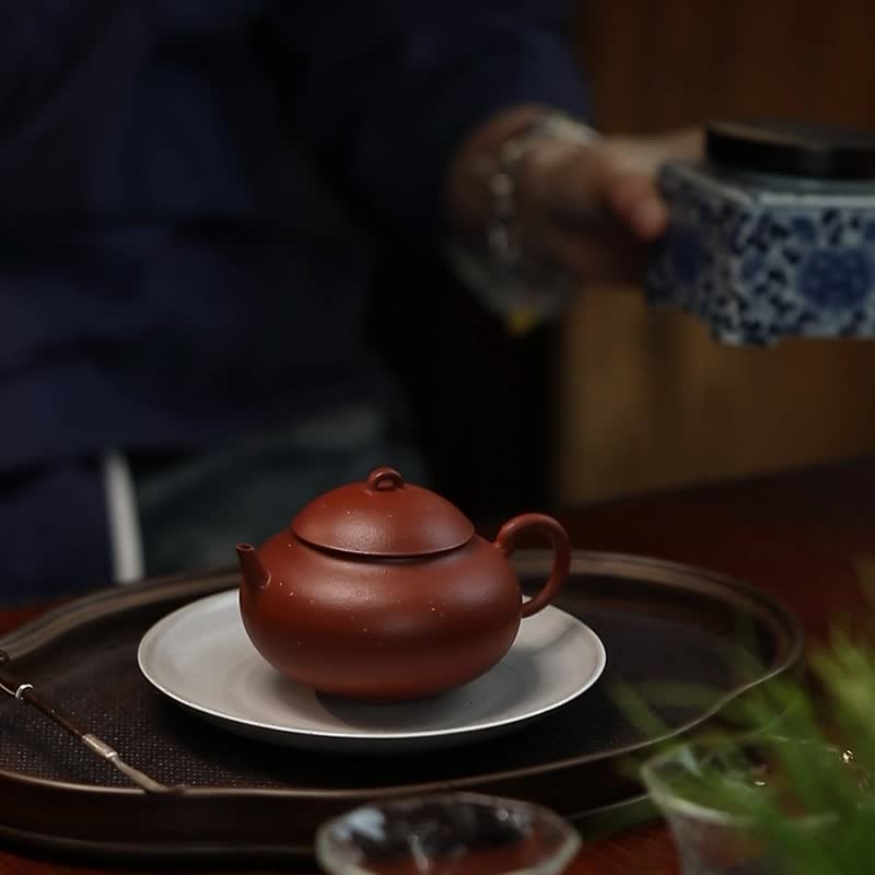 梨系列 朱泥潘梨 宜兴原矿紫砂壶高颜值高端泡茶壶茶具170cc - 茶具/茶杯 - 陶 红色