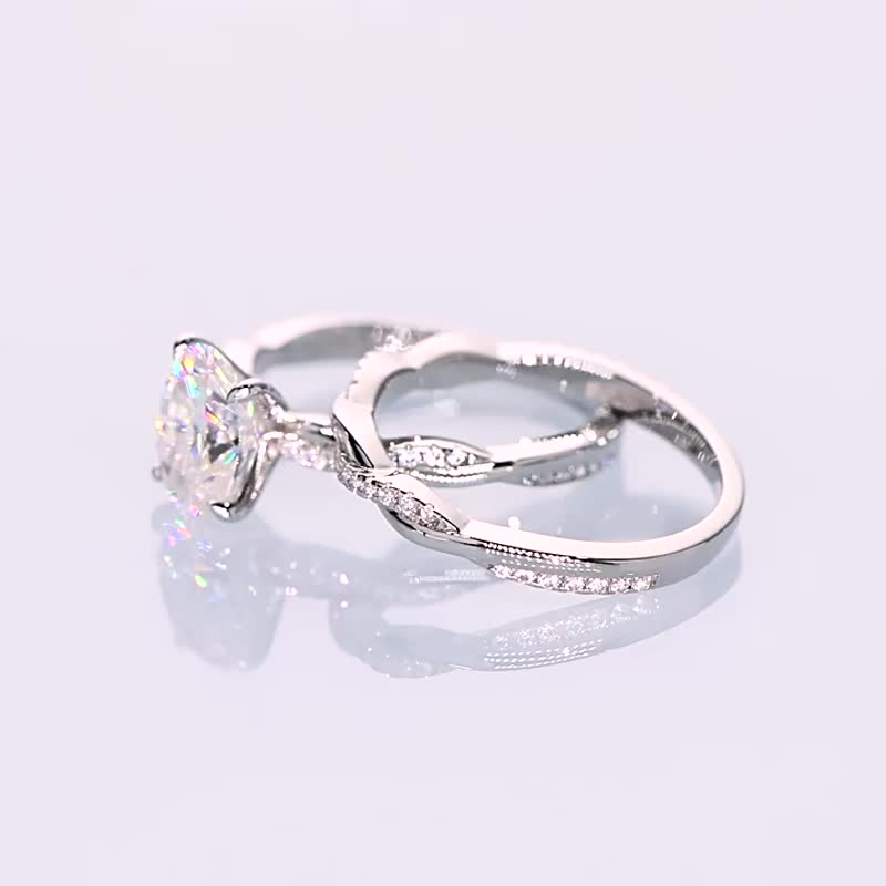 莫桑石 莫桑钻 2克拉鸽子蛋加扭臂女钻戒 台北门市 定制化订制白 - 戒指 - 其他材质 