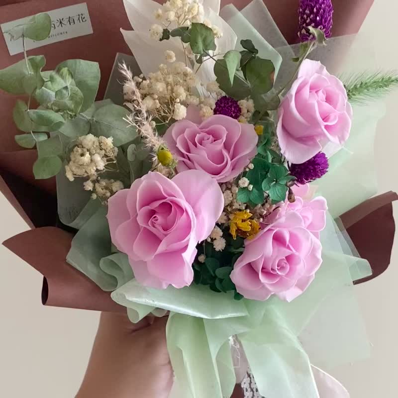 永生花/干燥花/花束/快速出货/现货 巴黎优雅 - 干燥花/捧花 - 植物．花 粉红色