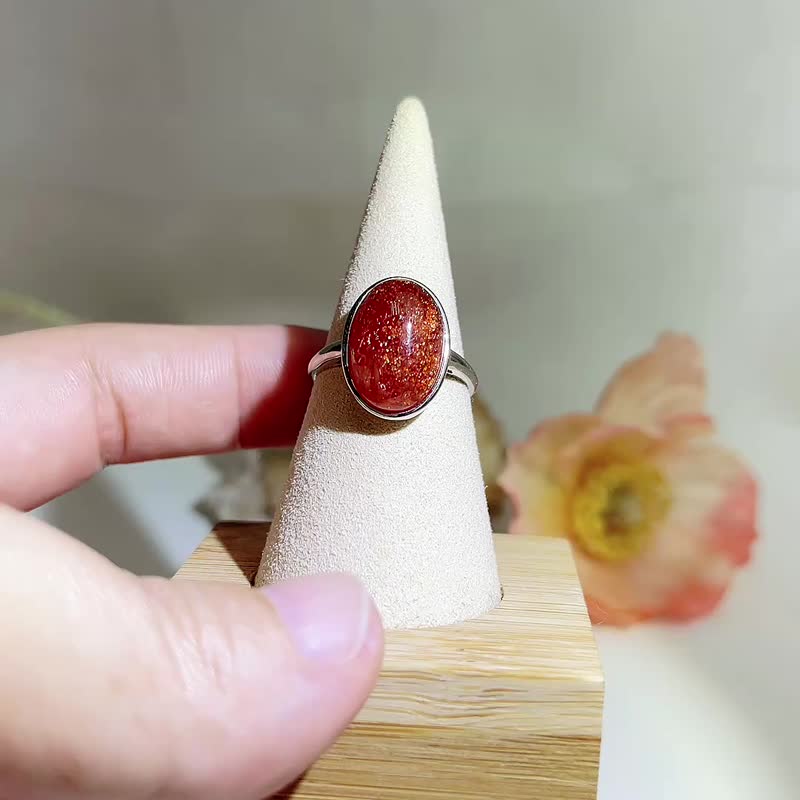 正能量/气场强大/招财-星光闪金太阳蛋面戒指 - 戒指 - 宝石 