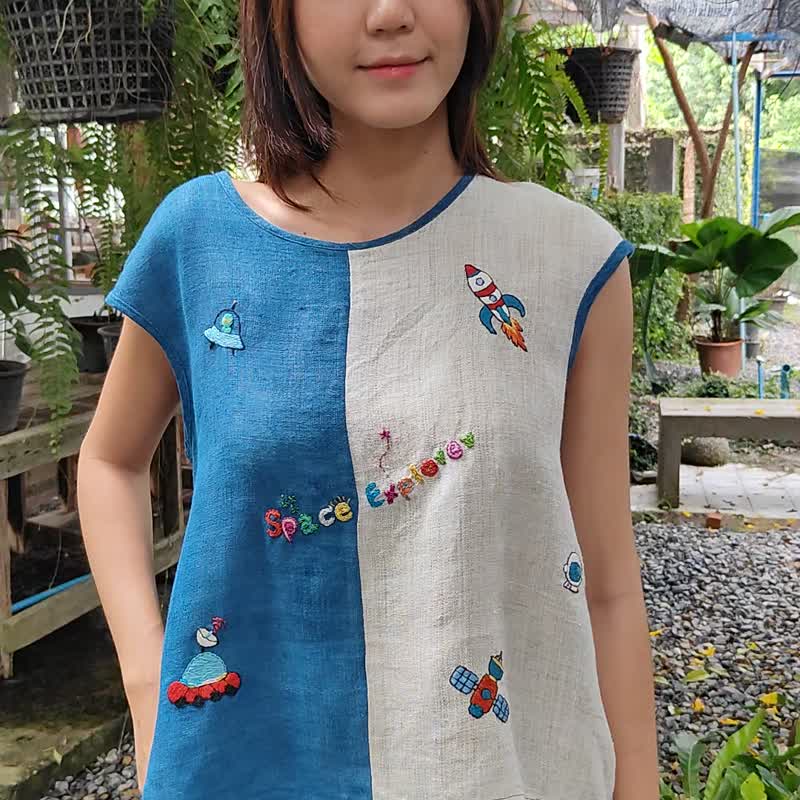 太空探险家 麻布上衣 - 女装上衣 - 棉 