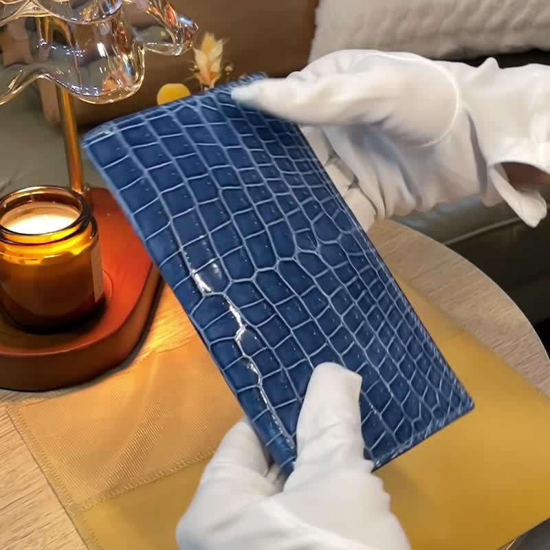 法国料鳄鱼皮革折款长银包 - 皮夹/钱包 - 真皮 多色