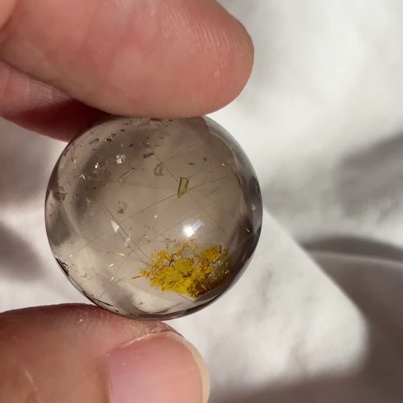 巴西 星光茶水晶金发 水胆路 水晶球 水晶球 摆设 连座 - 摆饰 - 水晶 金色